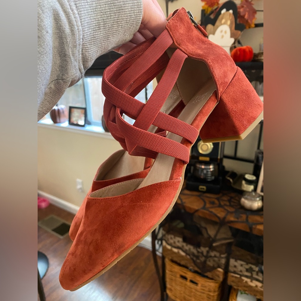 Eileen fisher women's pumps suede heel Juku style cayenne color reddish orange10